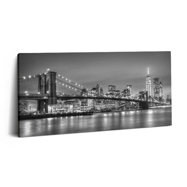 Obraz na plátně 100x50 cm Brooklynský most v New Yorku v noci