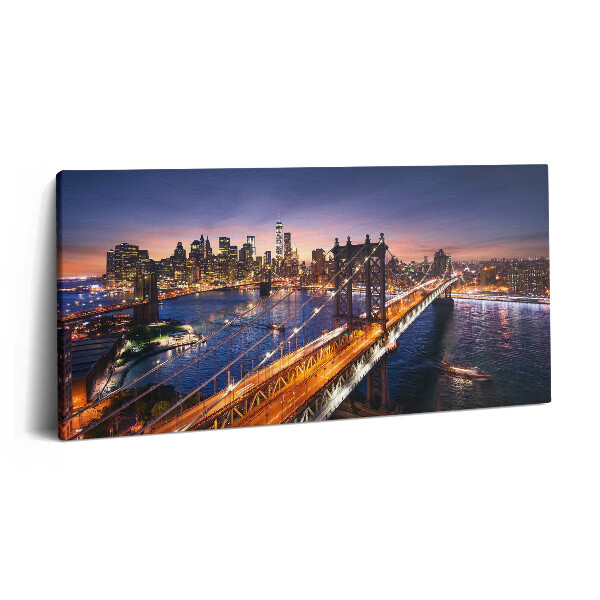 Obraz z fotografie na plátně 120x60 cm New York - západ slunce nad Manhattanem