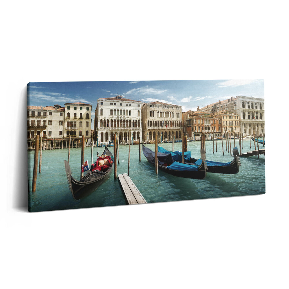 Obraz z fotografie na plátně 120x60 cm Gondoly Benátky Itálie