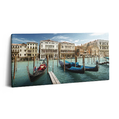 Obraz z fotografie na plátně 120x60 cm Gondoly Benátky Itálie