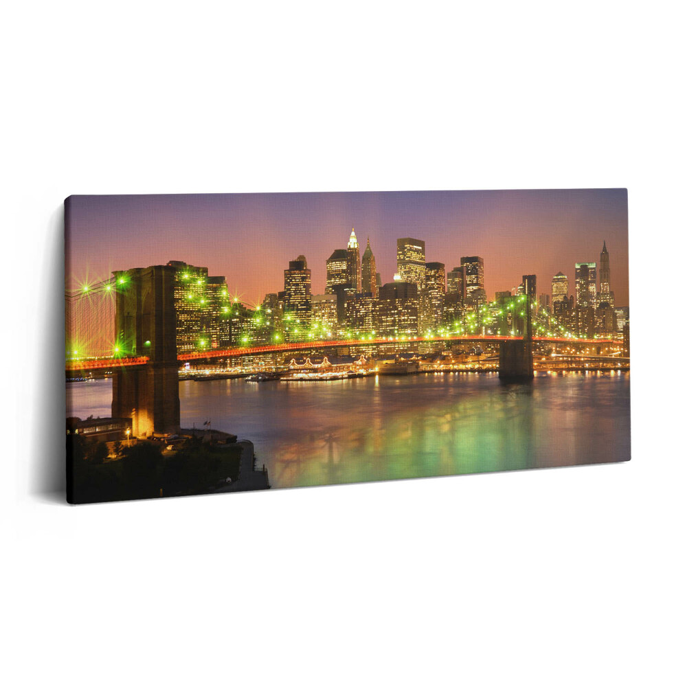 Obraz z fotografie na plátně 120x60 cm Brooklynský most v noci