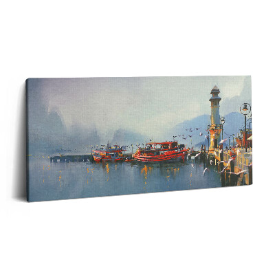 Obraz canvas 120x60 cm Rybářská loď v přístavu
