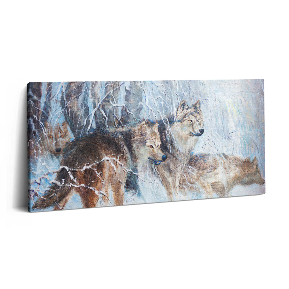 Obraz canvas 120x60 cm Kresba vlků v lese