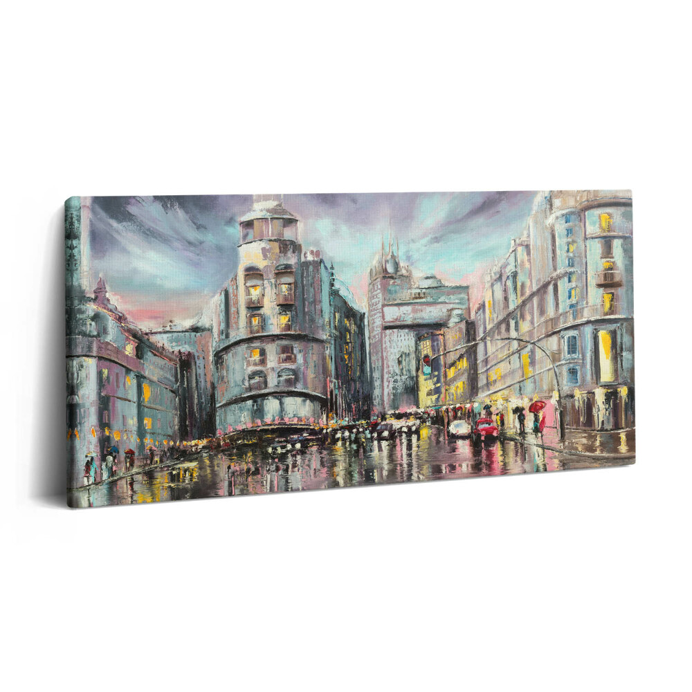 Obraz na plátně 120x60 cm Deštivé město - procházka v dešti