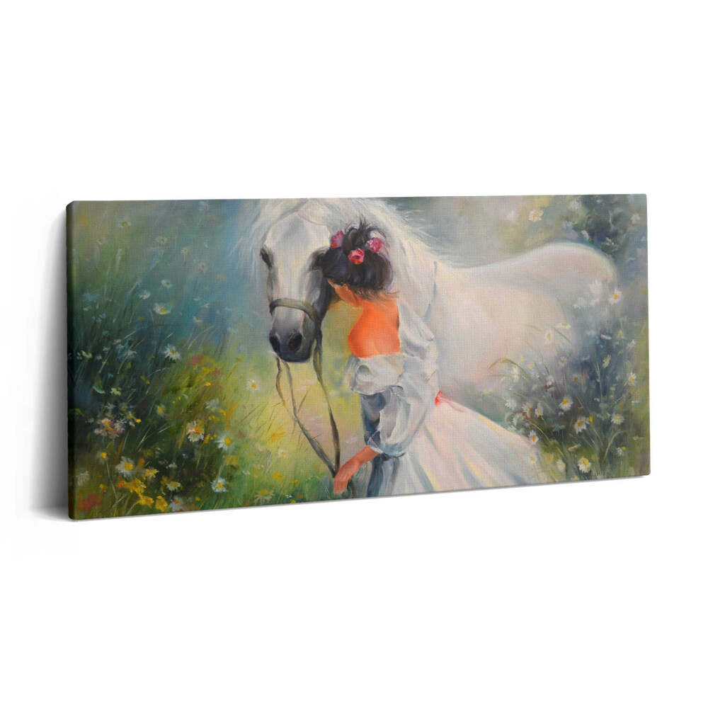 Obraz canvas 120x60 cm Krásná žena s koněm