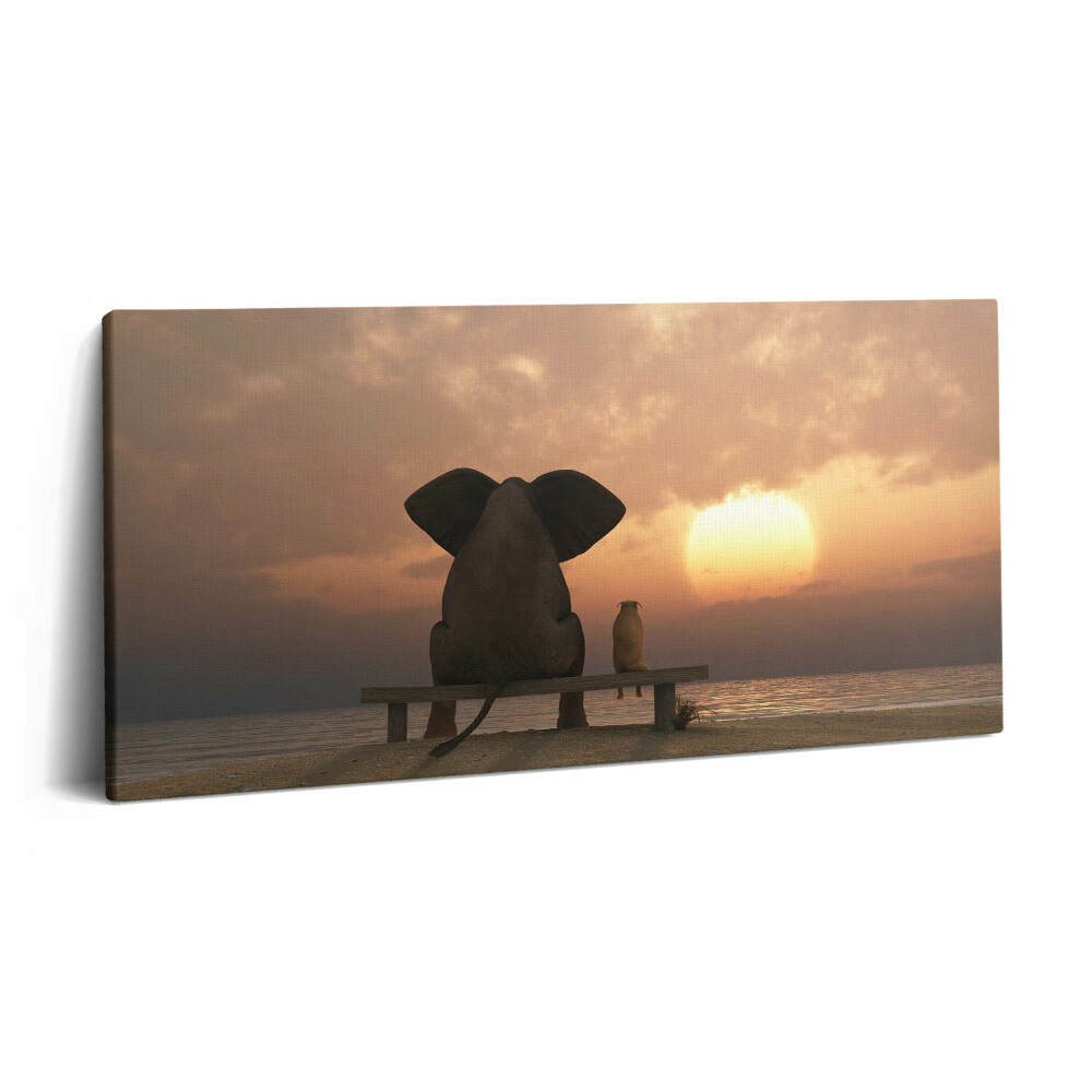 Obraz z fotografie na plátně 120x60 cm Zvířata a západ slunce