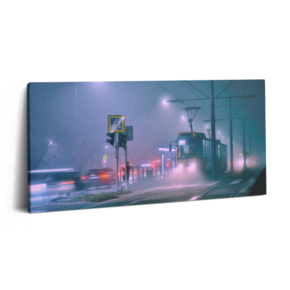 Obraz na plátně 120x60 cm Varšava v noční mlze