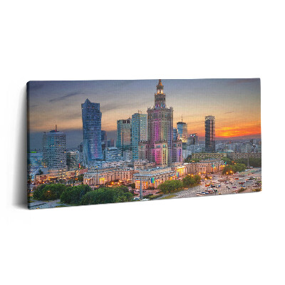 Obraz canvas 120x60 cm Panorama západu slunce ve Varšavě