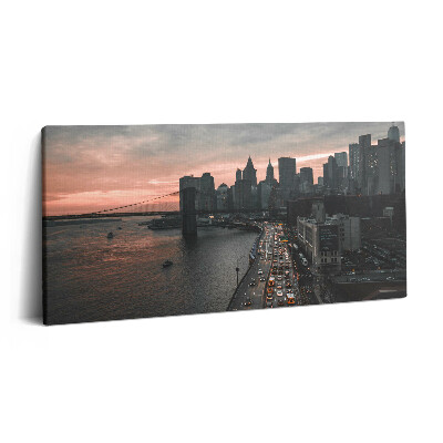 Obraz na plátně 120x60 cm Letecký pohled na město za úsvitu