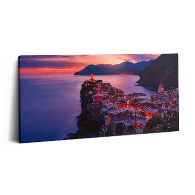 Obraz canvas 120x60 cm Přímořské městečko ve večerních hodinách
