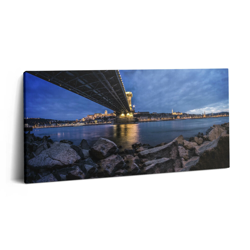 Obraz canvas 120x60 cm Skalnaté pobřeží pod mostem