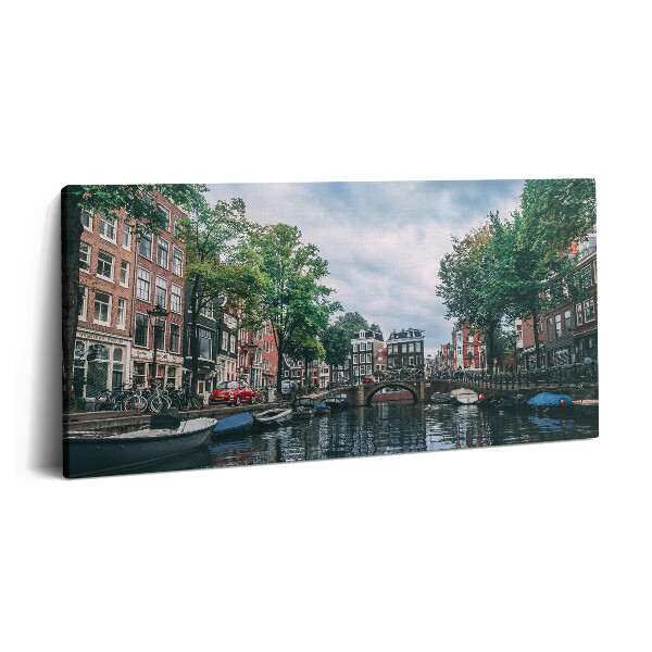 Obraz na plátně 120x60 cm Kanál v centru Amsterdamu