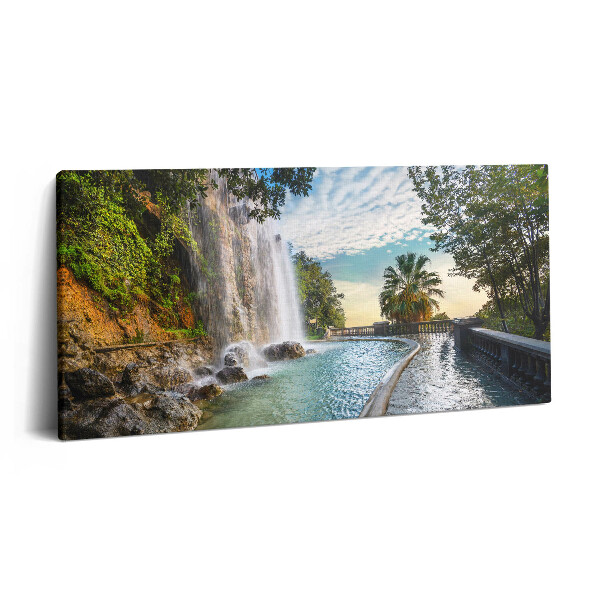Obraz z fotografie na plátně 120x60 cm Vodopád v parku Colline du Chateau