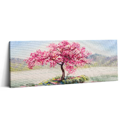 Obraz canvas 125x50 cm Mozaika zobrazující rozkvetlý strom zamilovaných