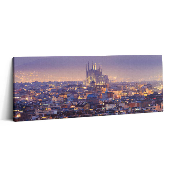 Obraz canvas 125x50 cm Pohled na Barcelonu a chrám Sagrada v noci