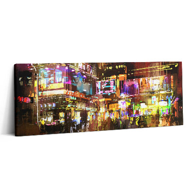 Obraz canvas 125x50 cm Ilustrace nočního města - moderní ulice