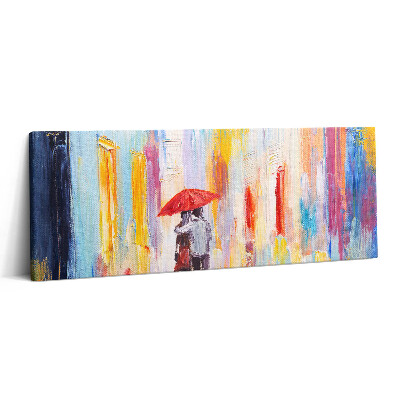 Obraz canvas 125x50 cm Koncept abstraktního světa - pár v dešti