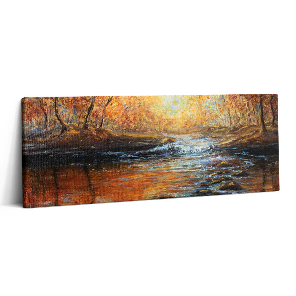 Obraz canvas 125x50 cm Podzimní les malovaný barvami