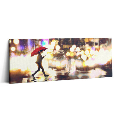 Obraz canvas 125x50 cm Ilustrace k anime Dešťová ulice