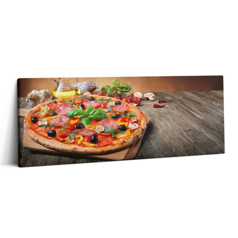 Obraz canvas 125x50 cm Italská pizza s olivovým olejem