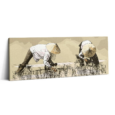Obraz canvas 125x50 cm Dvě ženy sbírající rýži v Asii
