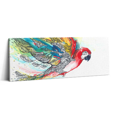 Obraz canvas 125x50 cm Akvarelový barevný papoušek v letu