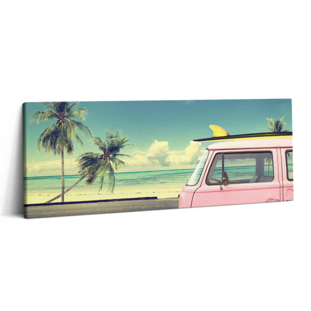 Obraz canvas 125x50 cm Auto se surfovacím prknem