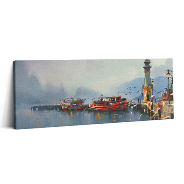 Obraz canvas 125x50 cm Rybářská loď v přístavu