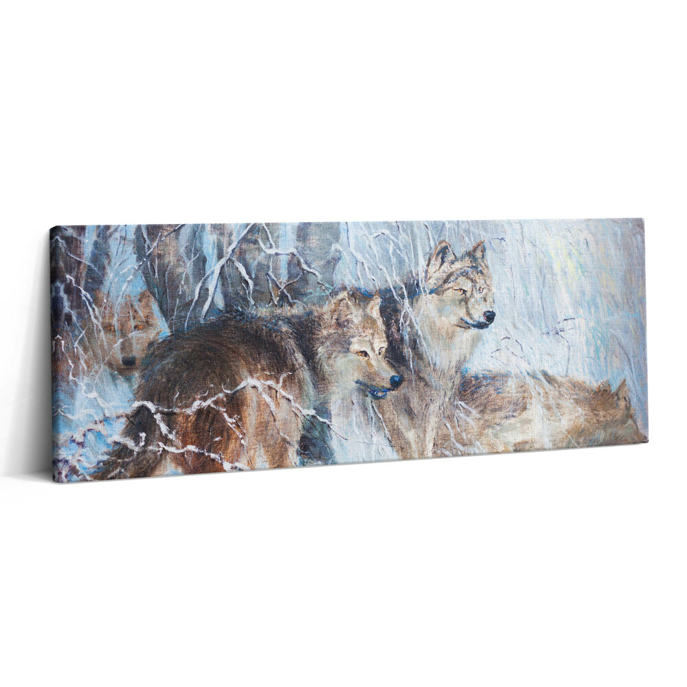 Obraz canvas 125x50 cm Kresba vlků v lese