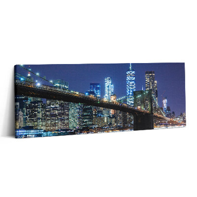 Obraz canvas 125x50 cm Brooklynský most v New Yorku v noci