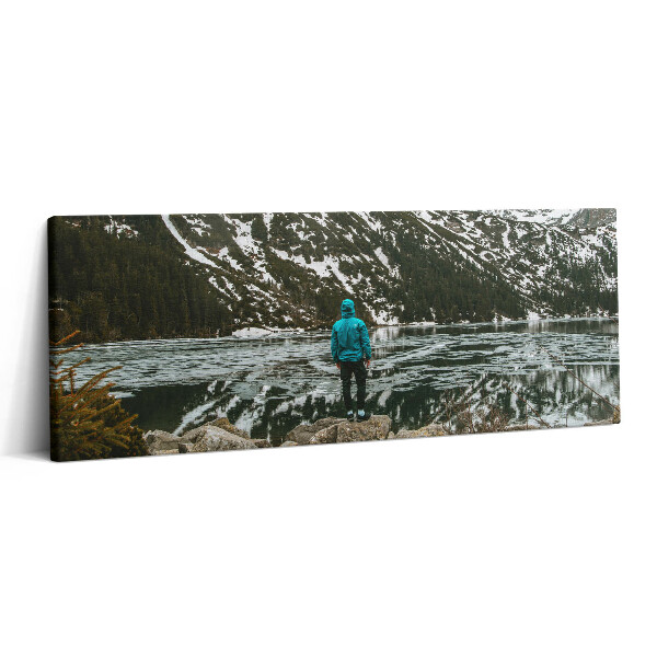 Obraz canvas 125x50 cm Jezero Morskie Oko v zimě