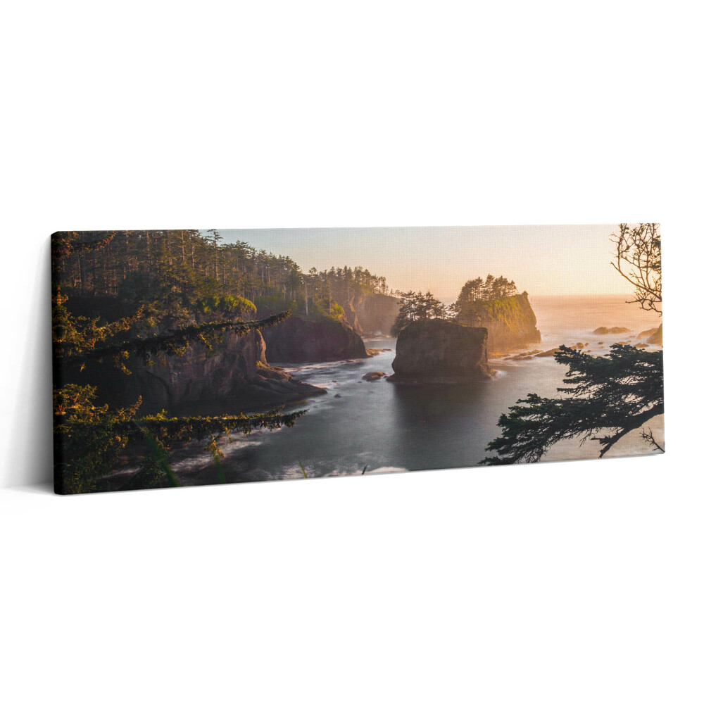 Obraz canvas 125x50 cm Krajina skal a západu slunce