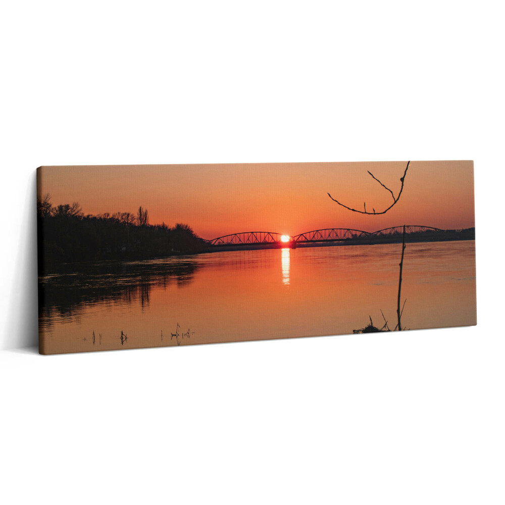 Obraz canvas 125x50 cm Jezerní krajina při západu slunce