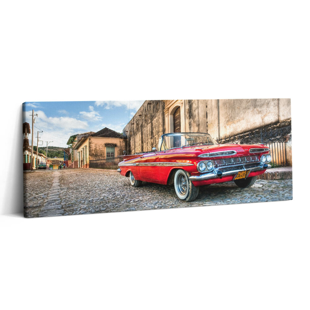 Obraz canvas 125x50 cm Staré červené auto v kolumbijské čtvrti