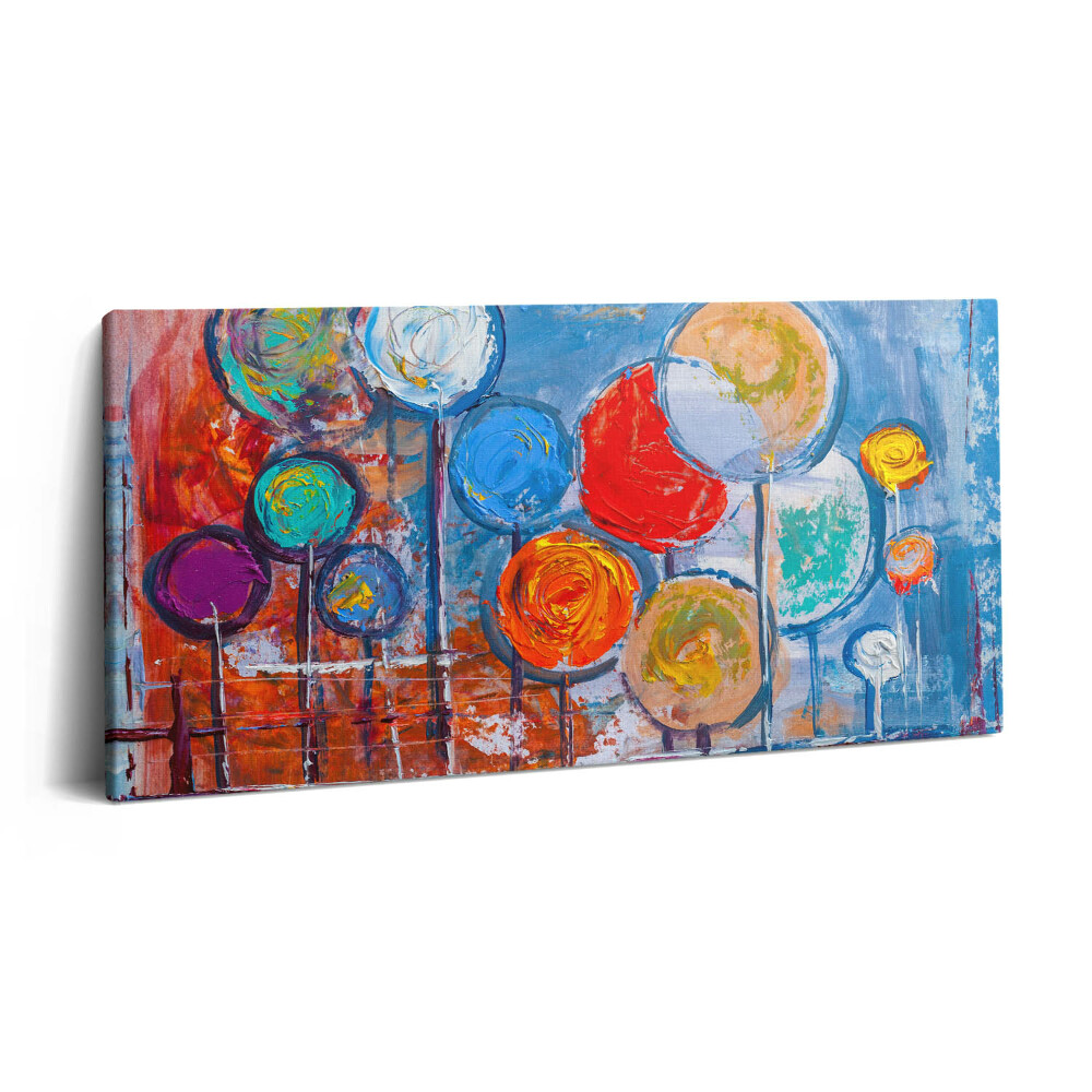 Obraz canvas 140x70 cm Abstrakce - malované barevné kruhy