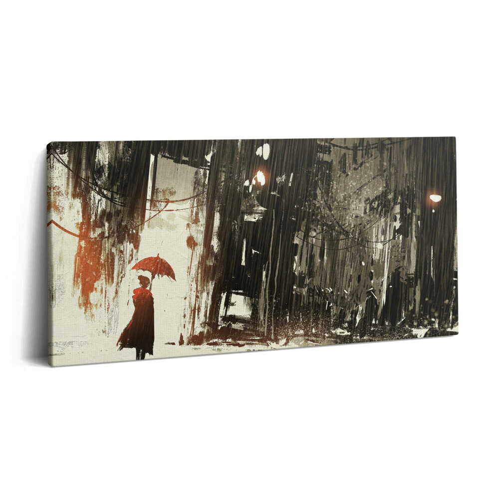 Obraz canvas 140x70 cm Malovaná žena s deštníkem