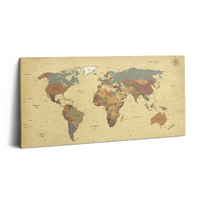 Obraz na plátně 140x70 Mapa světa ve vintage stylu