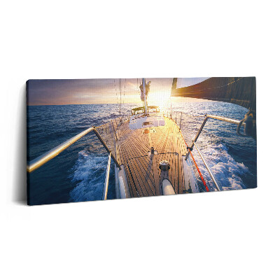 Obraz na plátně 140x70 Západ slunce na palubě plachetnice