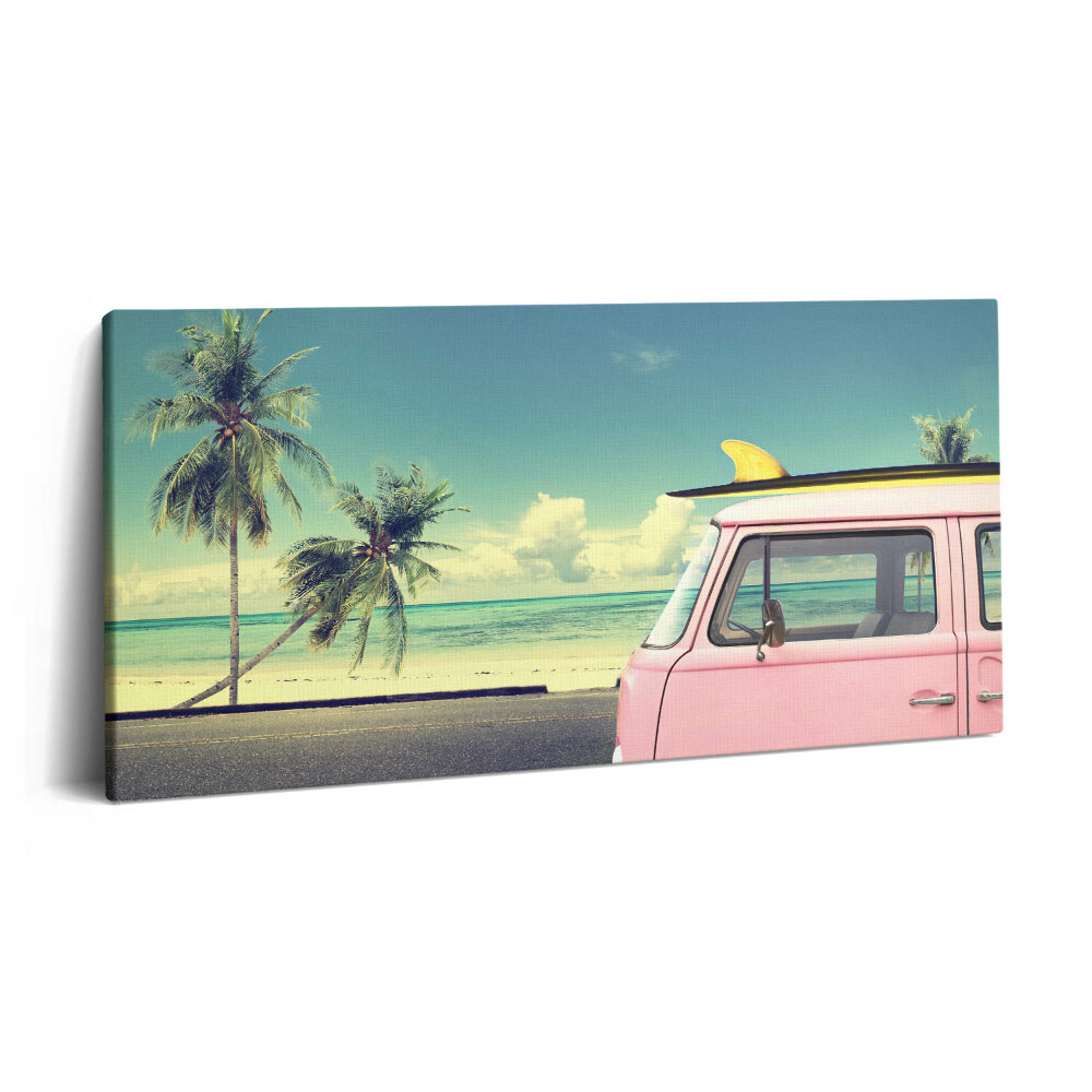 Obraz z fotografie na plátně 140x70 cm Auto se surfovacím prknem