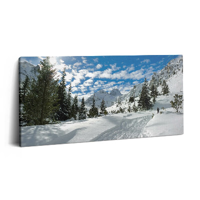 Obraz z fotografie na plátně 140x70 cm Hornatá krajina v zimě
