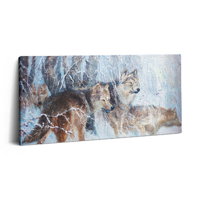 Obraz canvas 140x70 cm Kresba vlků v lese
