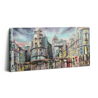 Obraz na plátně 140x70 Deštivé město - procházka v dešti