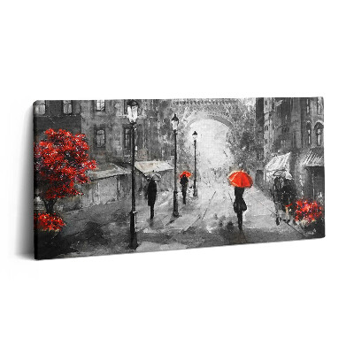 Obraz z fotografie na plátně 140x70 cm Ulice Paříže a Eiffelova věž