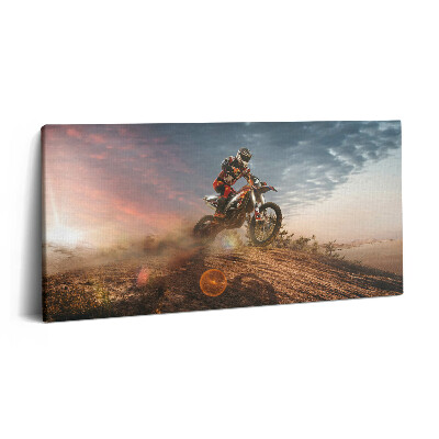 Obraz canvas 140x70 cm Muž na motorce a v poušti