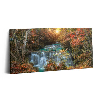 Obraz na plátně 140x70 Západ slunce nad vodopádem