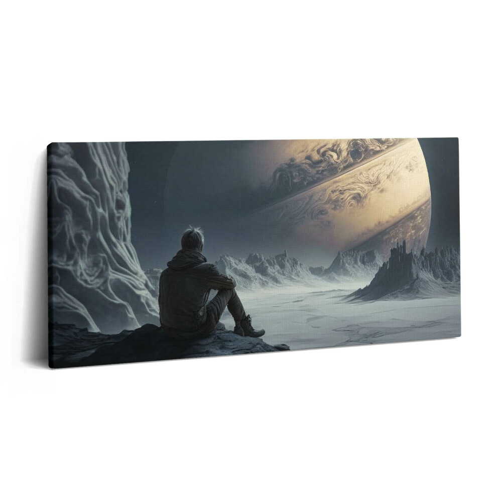 Obraz na plátně 140x70 Člověk ve vesmíru a na planetě