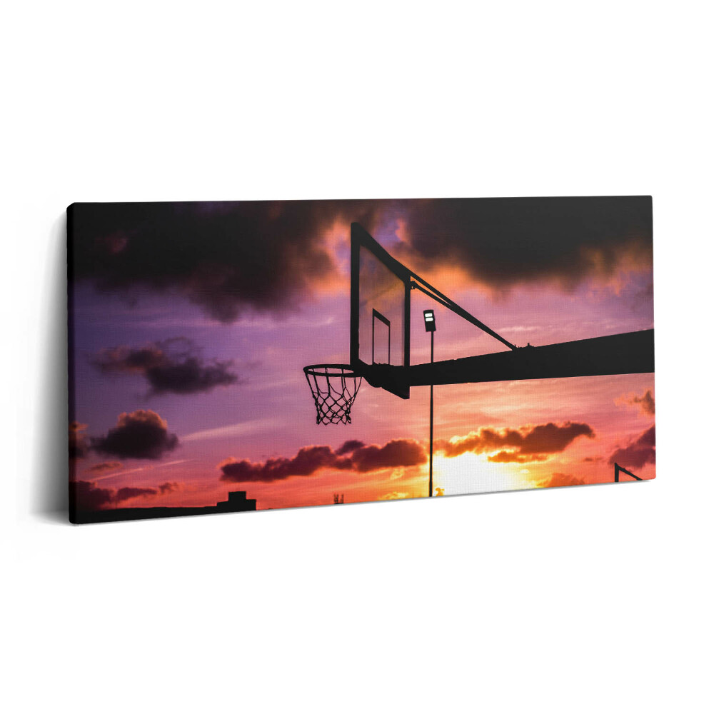 Obraz canvas 140x70 cm Basketbal a západ slunce