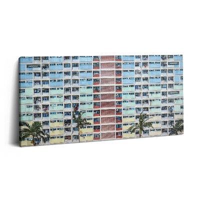 Obraz z fotografie na plátně 140x70 cm Barevná budova v Hongkongu