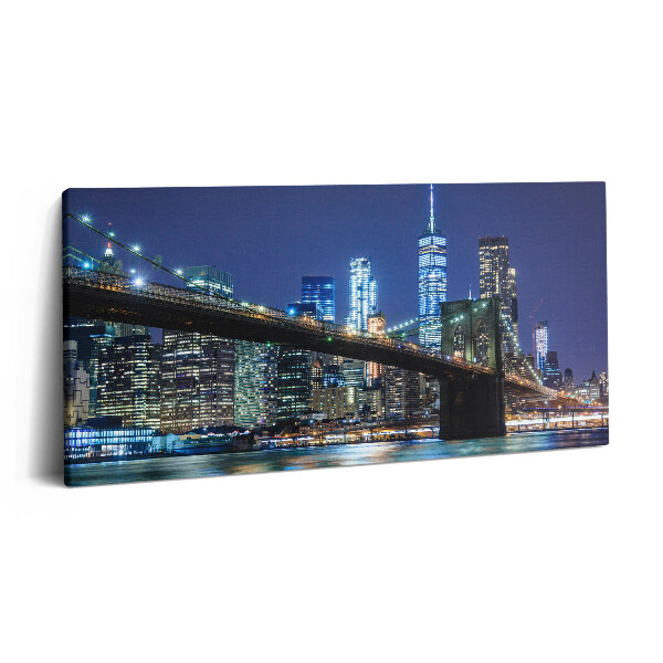 Obraz canvas 140x70 cm Brooklynský most v New Yorku v noci