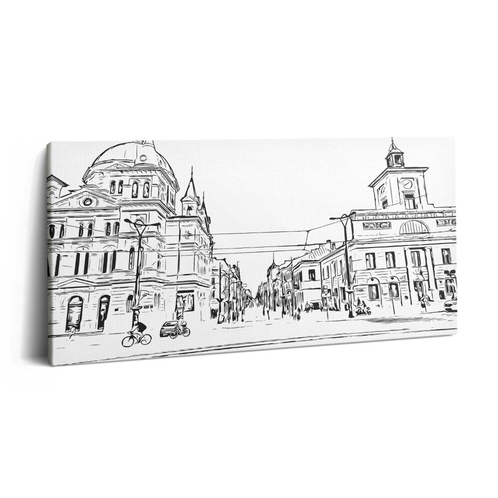 Obraz canvas 140x70 cm Ilustrace starého města Poznaně